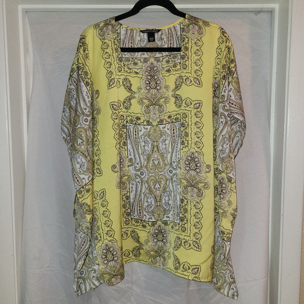 Victoria's Secret - Women's, Medium, Yellow & White, Paisley, Swimsuit Cover-up